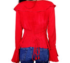 Full Sleeves Red Ruffle Top