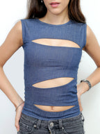 Denim Cut Out Top