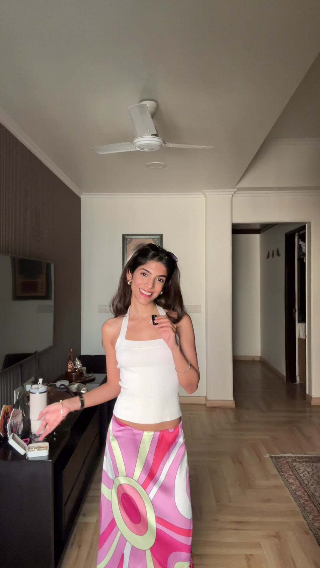 Printed Satin Skirt